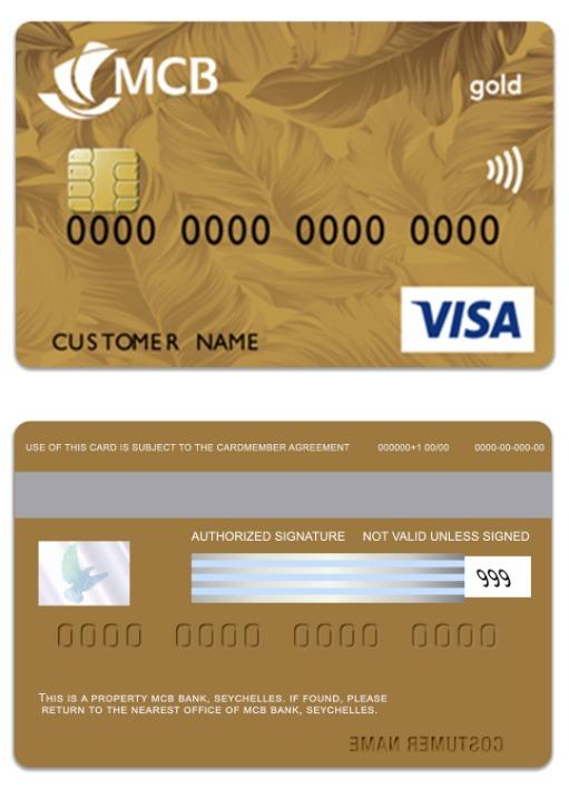 Seychelles MCB Bank visa credit gold card